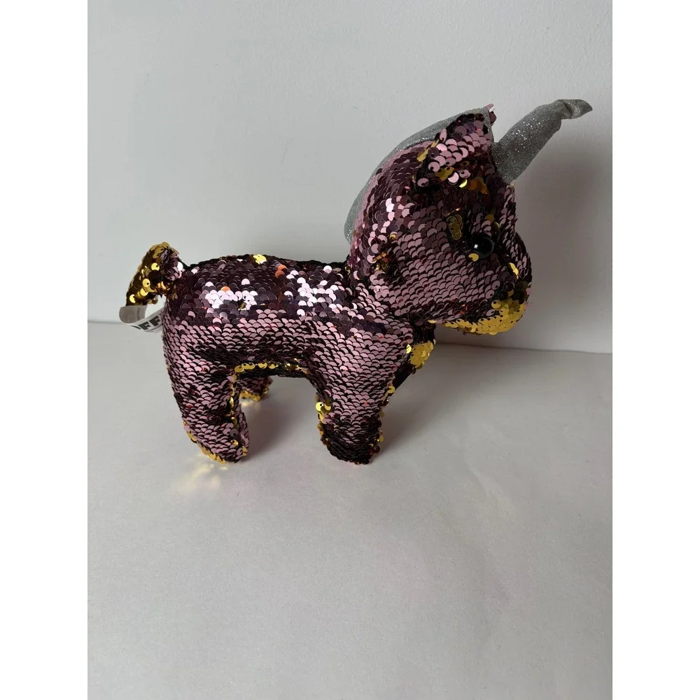 GOFFA Plush‎ Unicorn Toy Flip Sequins Pink Gold Glitter Horn Stuffed Animal